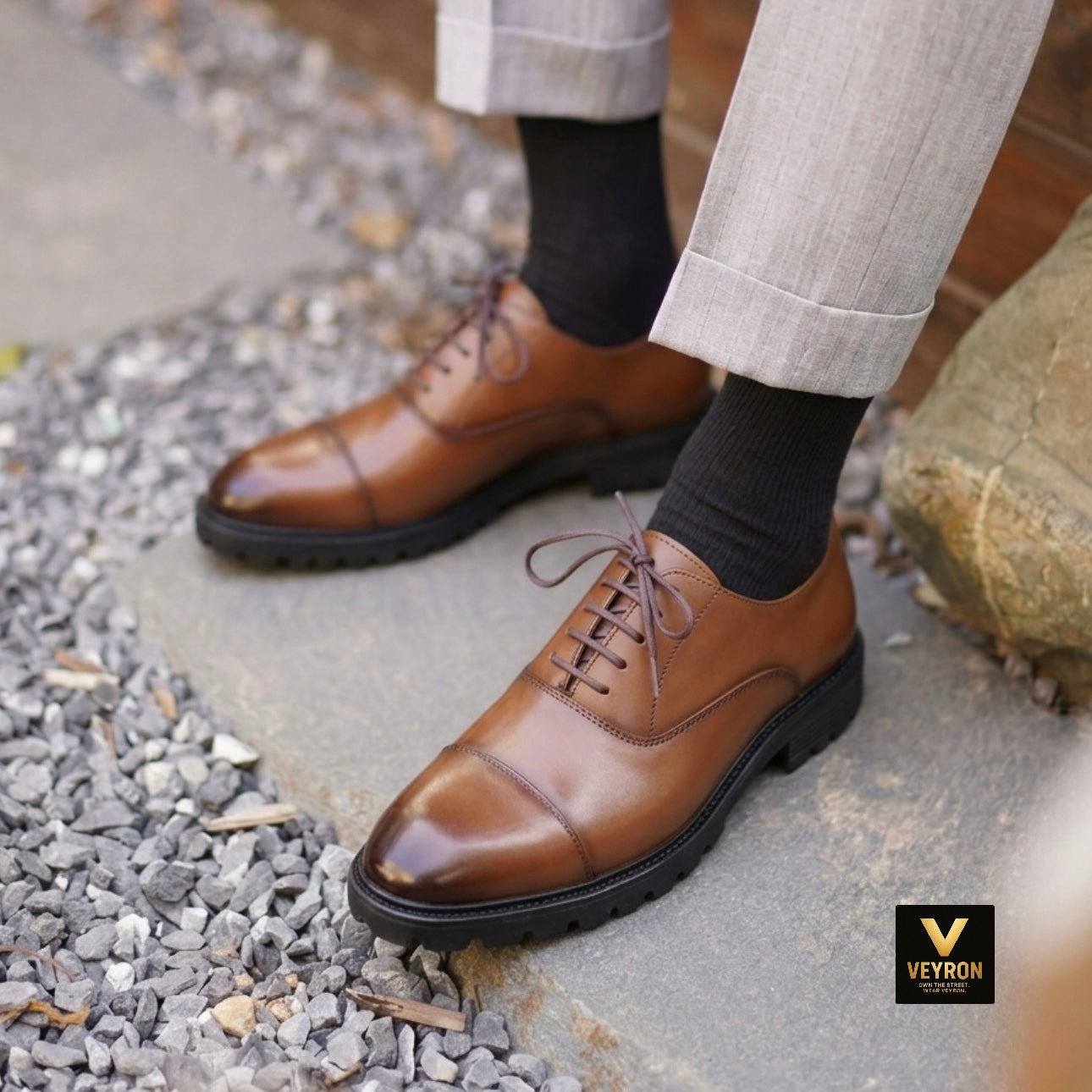 Veyron Windsor Cap Toe Oxford – Tan Brown