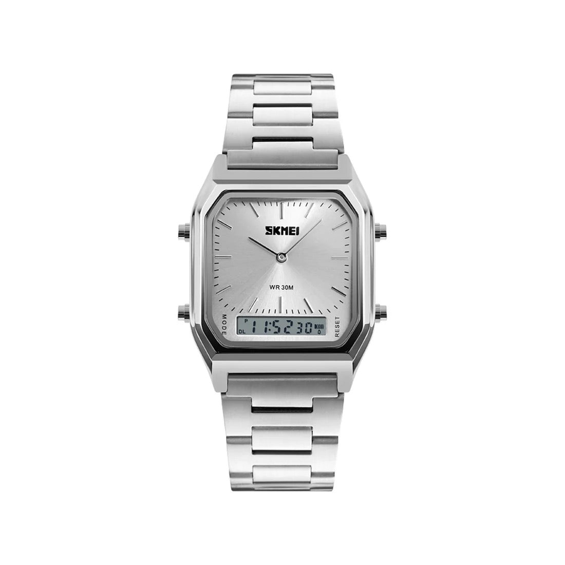 SKMEI 1220 Men’s Dual Display Digital Sports Watch | Water Resistant-Silver