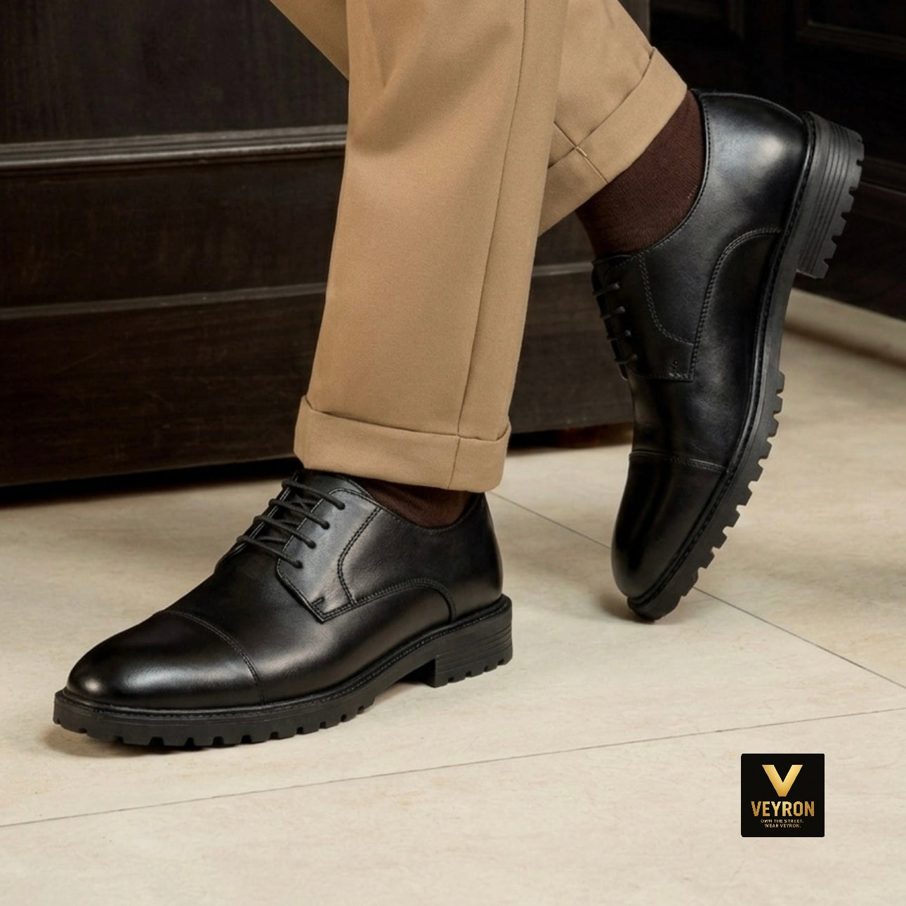 Veyron Windsor Cap Toe Oxford – Classic Black