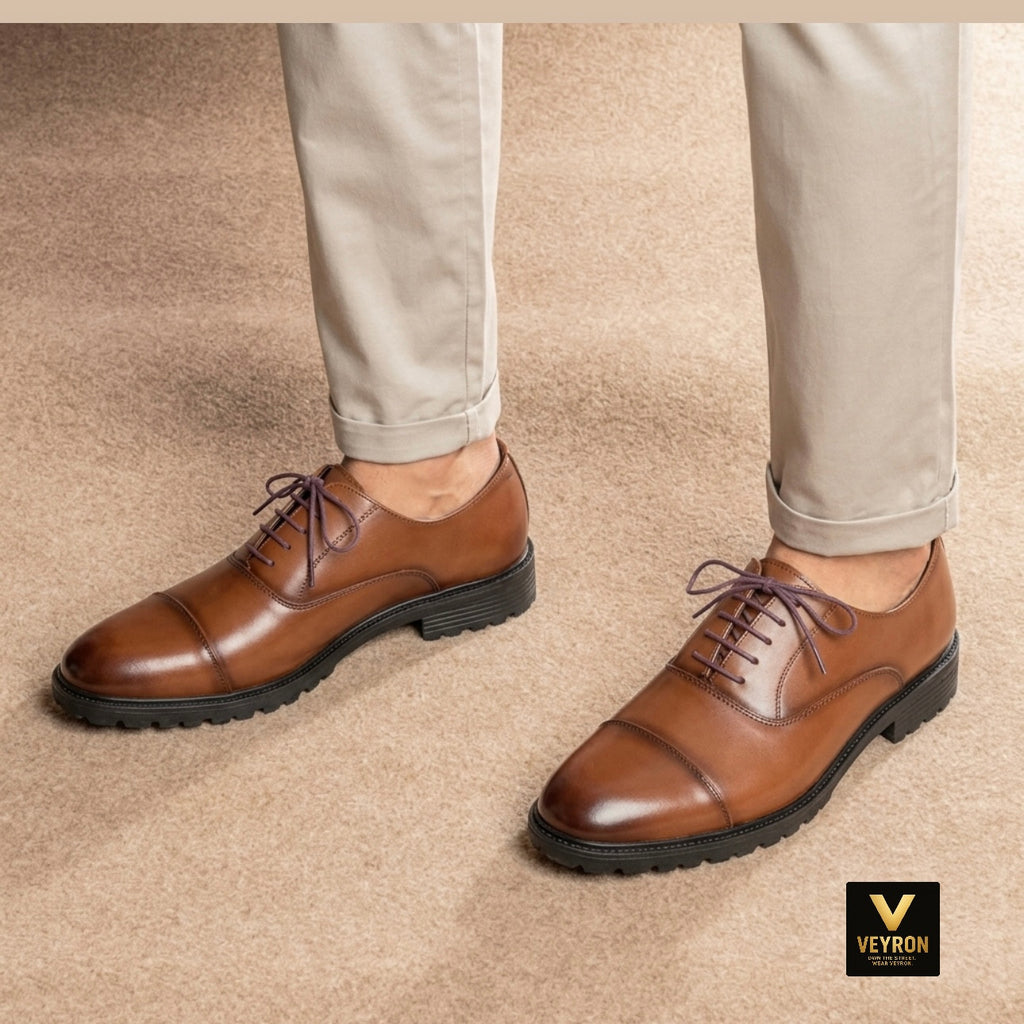 Veyron Windsor Cap Toe Oxford – Tan Brown