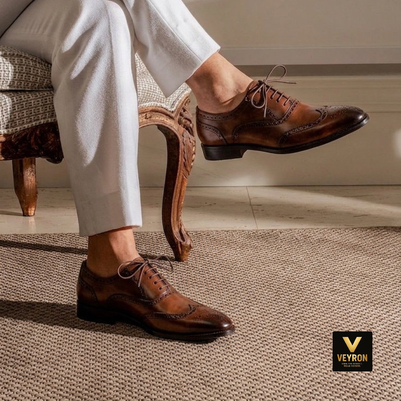 Veyron Windsor Wingtip Oxford – Cognac Brown