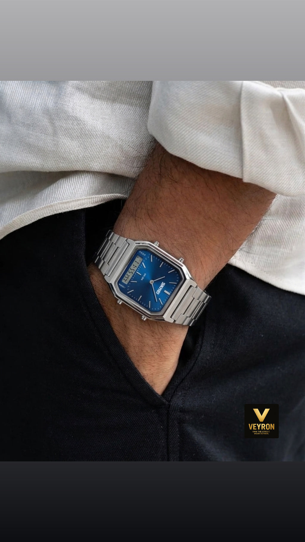 SKMEI 1220 Men’s Dual Display Digital Sports Watch | Water Resistant
-Silver Blue