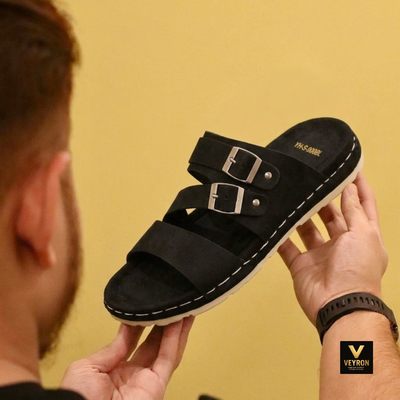 Veyron Urban Dual Buckle Comfort Sandals – Classic Black