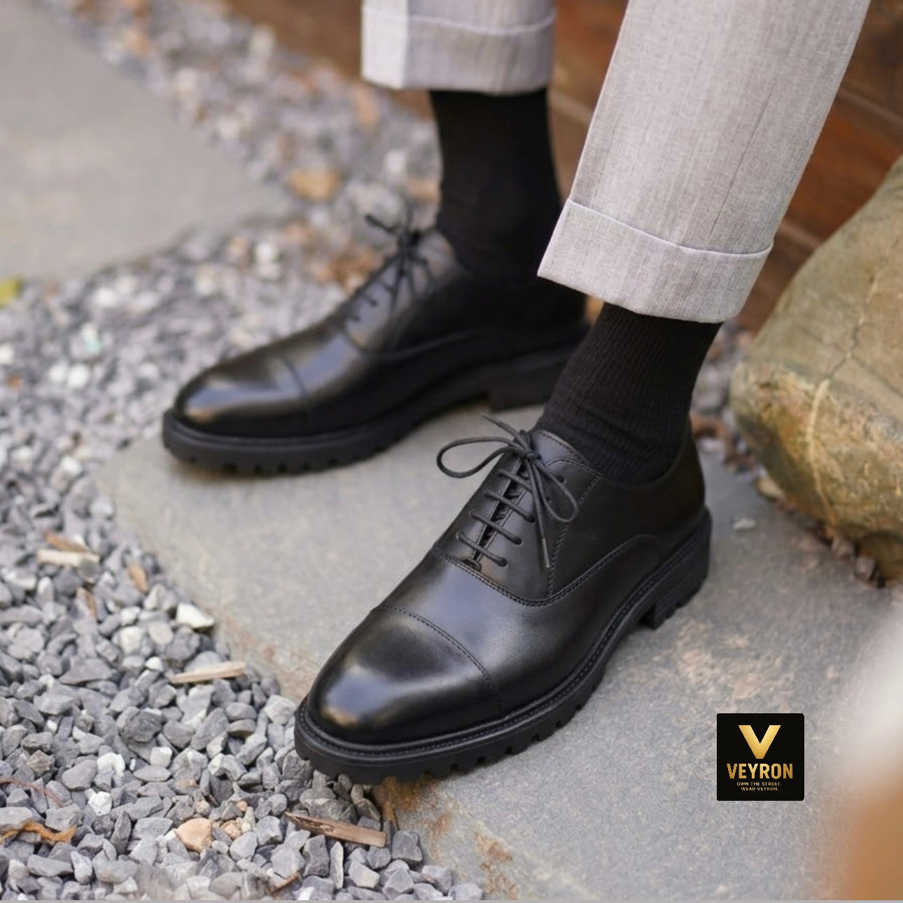 Veyron Windsor Cap Toe Oxford – Classic Black