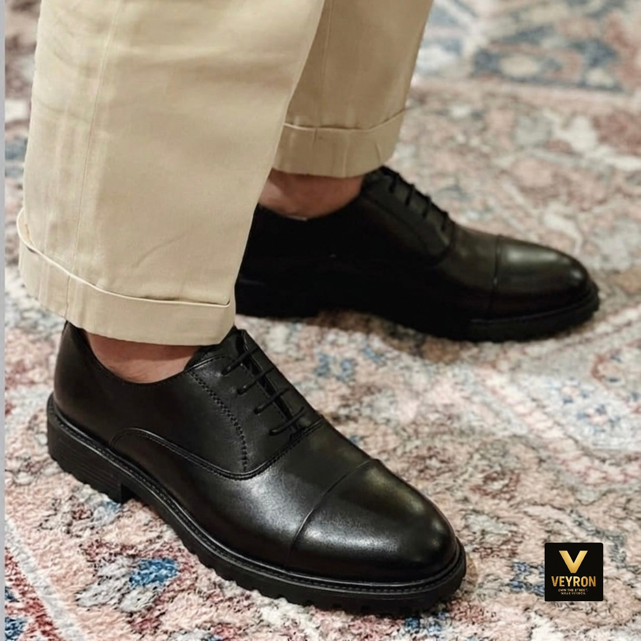 Veyron Windsor Cap Toe Oxford – Classic Black