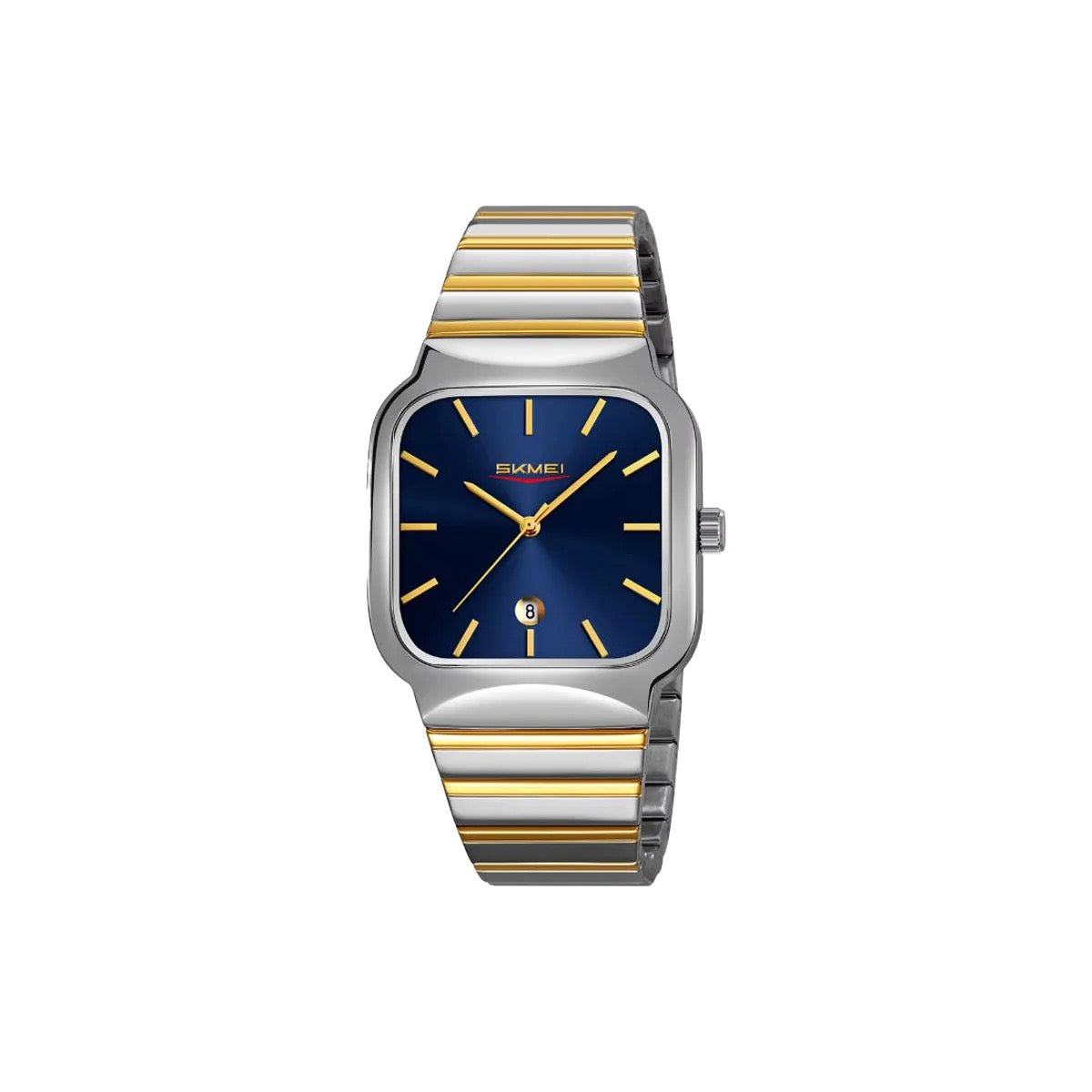 SKMEI 9361 Square Fashion Business Men's Water Resistant Luxury Quartz Watch-Silver Gold Blue