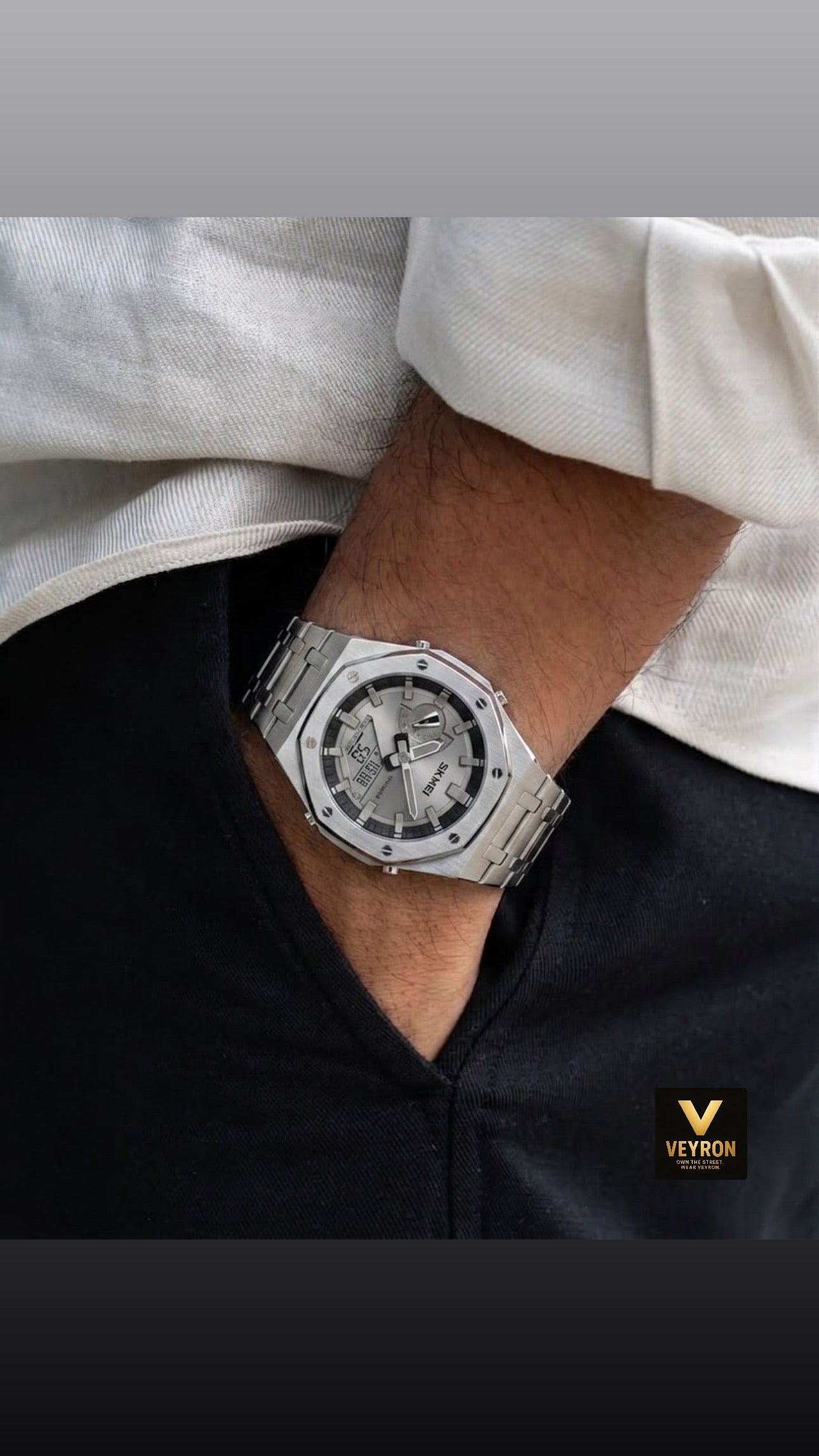 SKMEI 1816 Latest Design Fashion Men’s Digital Quartz Watch – Silver