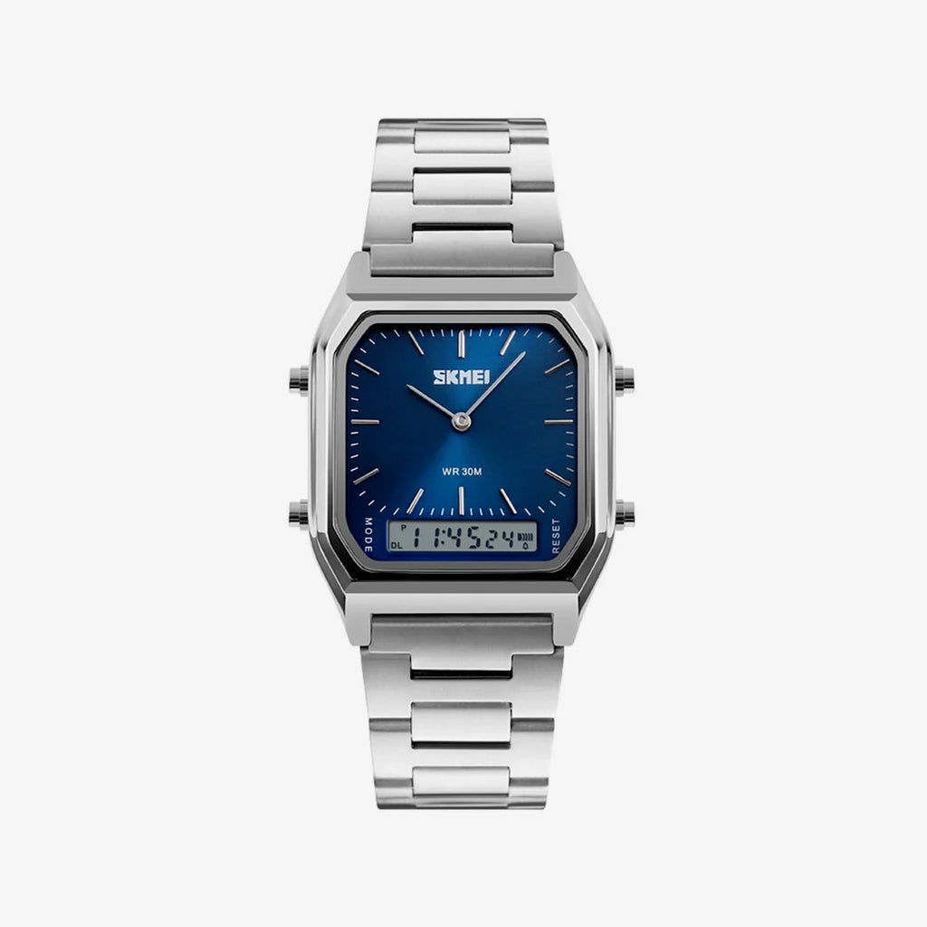 SKMEI 1220 Men’s Dual Display Digital Sports Watch | Water Resistant
-Silver Blue