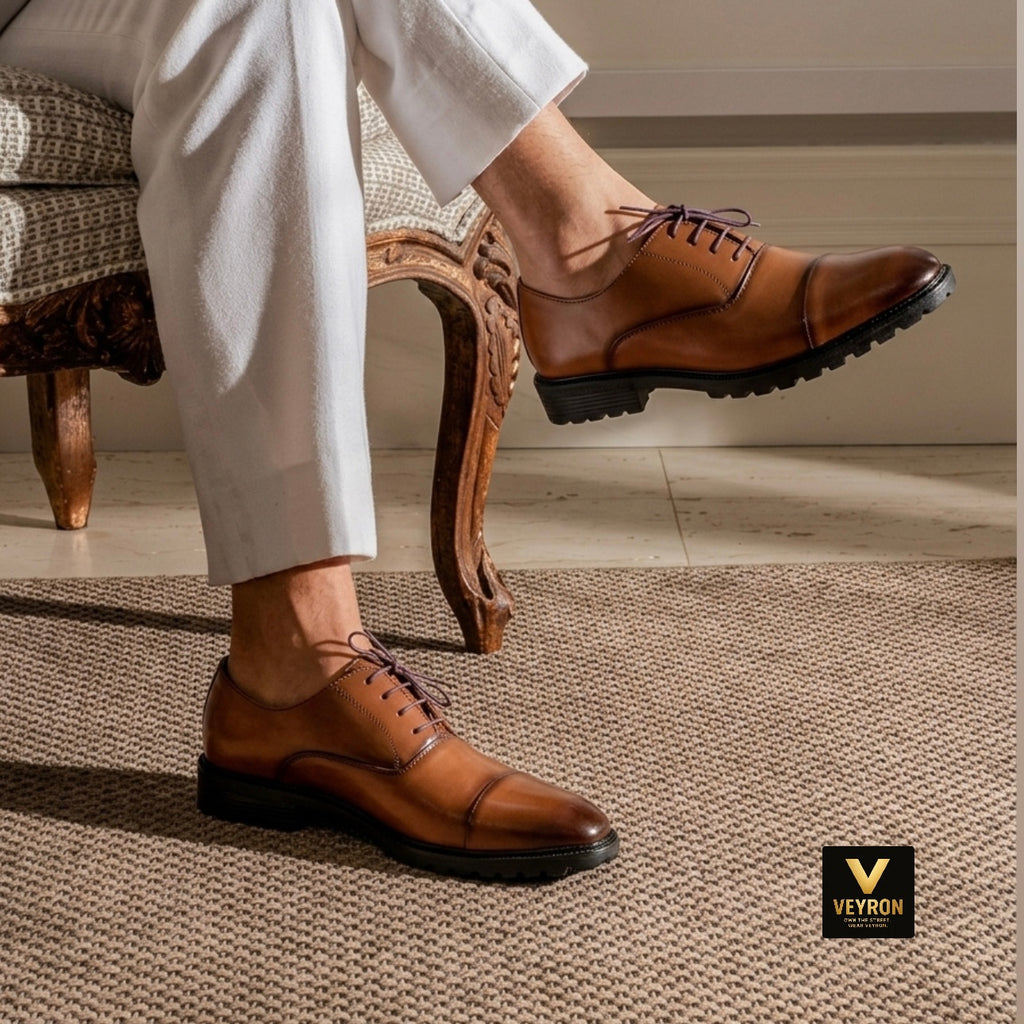 Veyron Windsor Cap Toe Oxford – Tan Brown