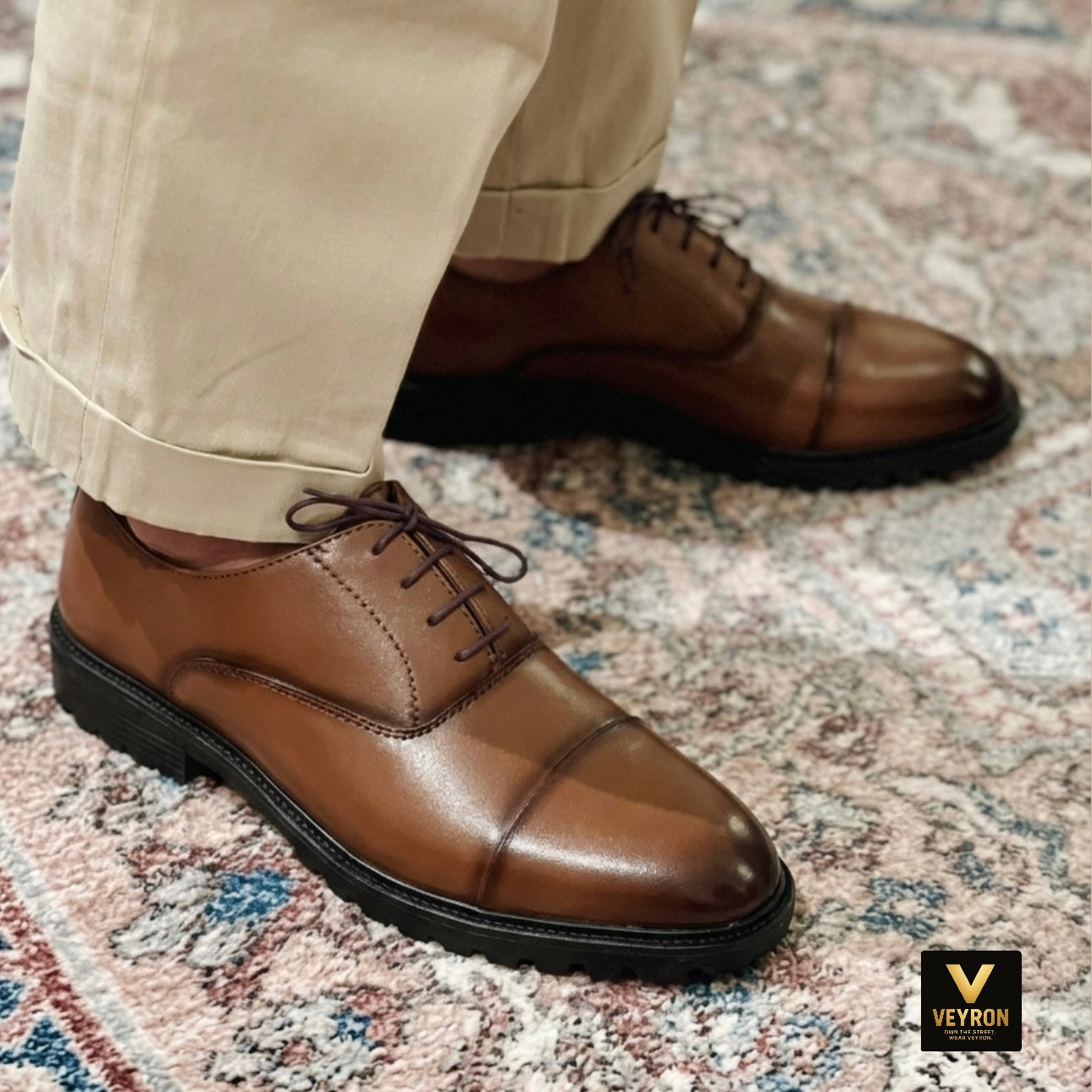 Veyron Windsor Cap Toe Oxford – Tan Brown