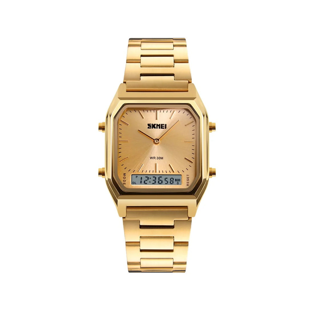 SKMEI 1220 Men’s Dual Display Digital Sports Watch | Water Resistant
-Gold