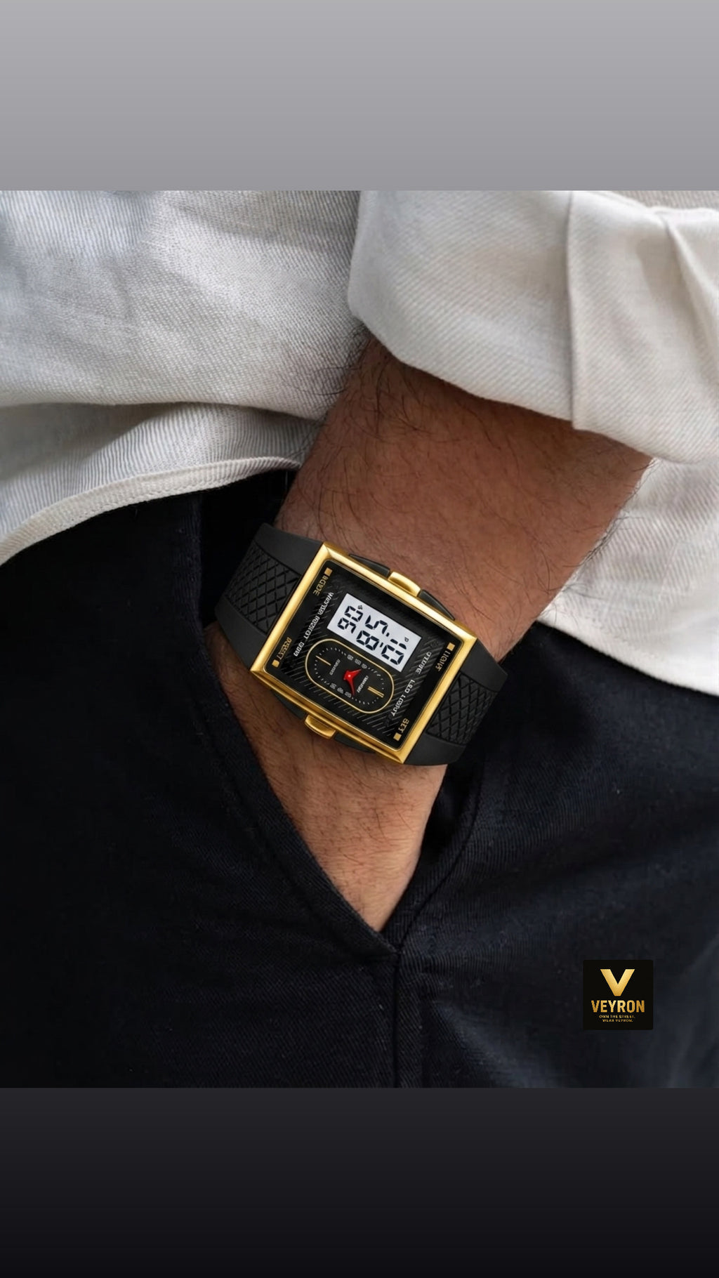 Skmei 2213 Waterproof Digital Analog Dual Time Sport Watch For Men - Gold