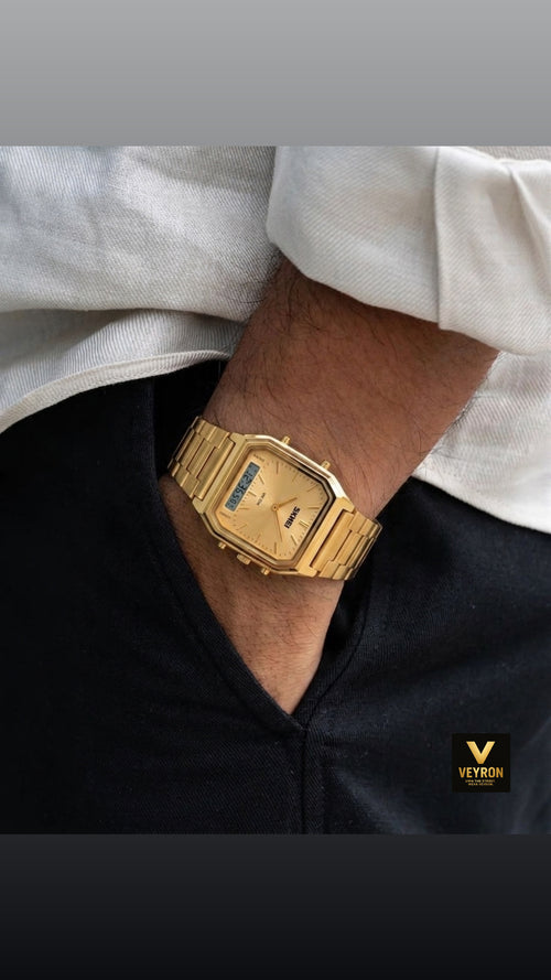 SKMEI 1220 Men’s Dual Display Digital Sports Watch | Water Resistant
-Gold