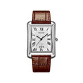 Skmei 2575 Men Quartz  Superior Genuine Leather Strap Waterproof Date Display Business Watch-Silver Brown
