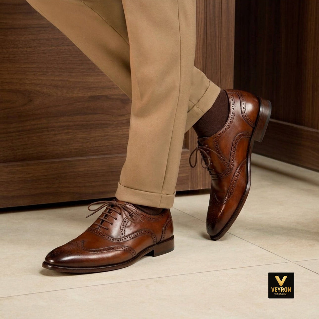 Veyron Windsor Wingtip Oxford – Cognac Brown
