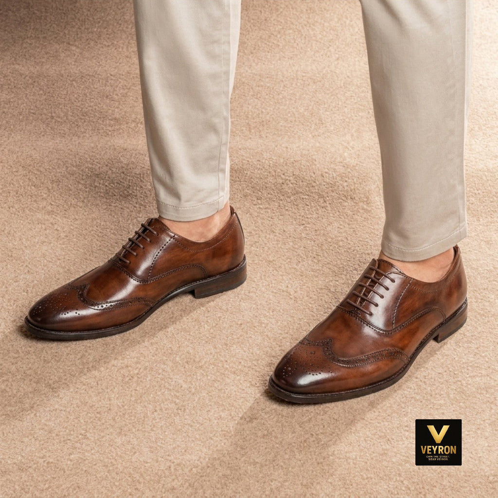 Veyron Windsor Wingtip Oxford – Cognac Brown