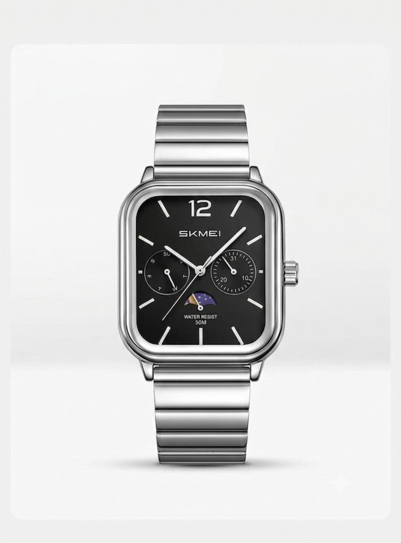 SKMEI 2509 Men's Fashion Quartz Watches Waterproof Business and Sports-Black Silver