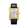 Skmei 2575 Men Quartz  Superior Genuine Leather Strap Waterproof Date Display Business Watch-Gold Black