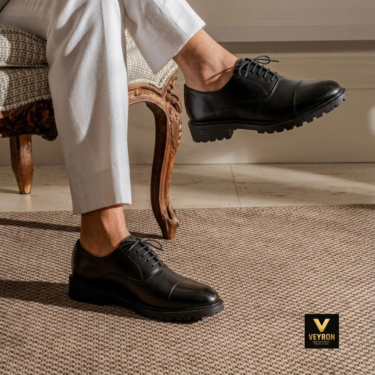 Veyron Windsor Cap Toe Oxford – Classic Black