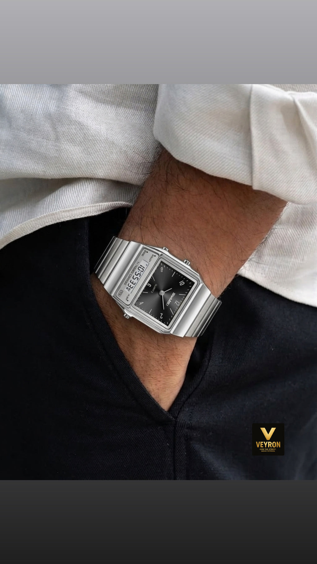 SKMEI 2632 Men’s Quartz Watch | Stylish & Water Resistant- Silver Black