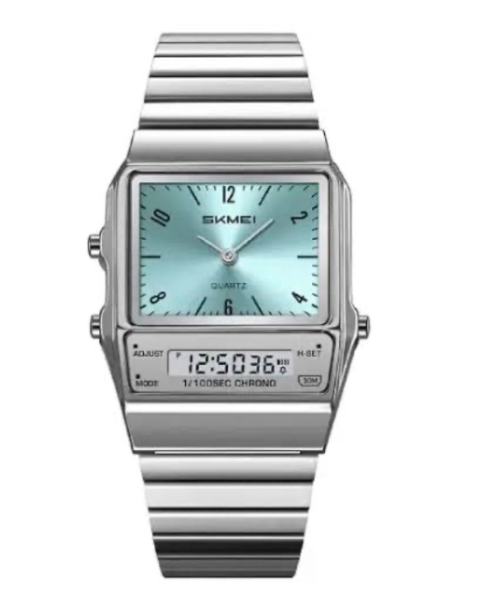 SKMEI 2632 Men’s Quartz Watch | Stylish & Water Resistant- Silver Sky Blue