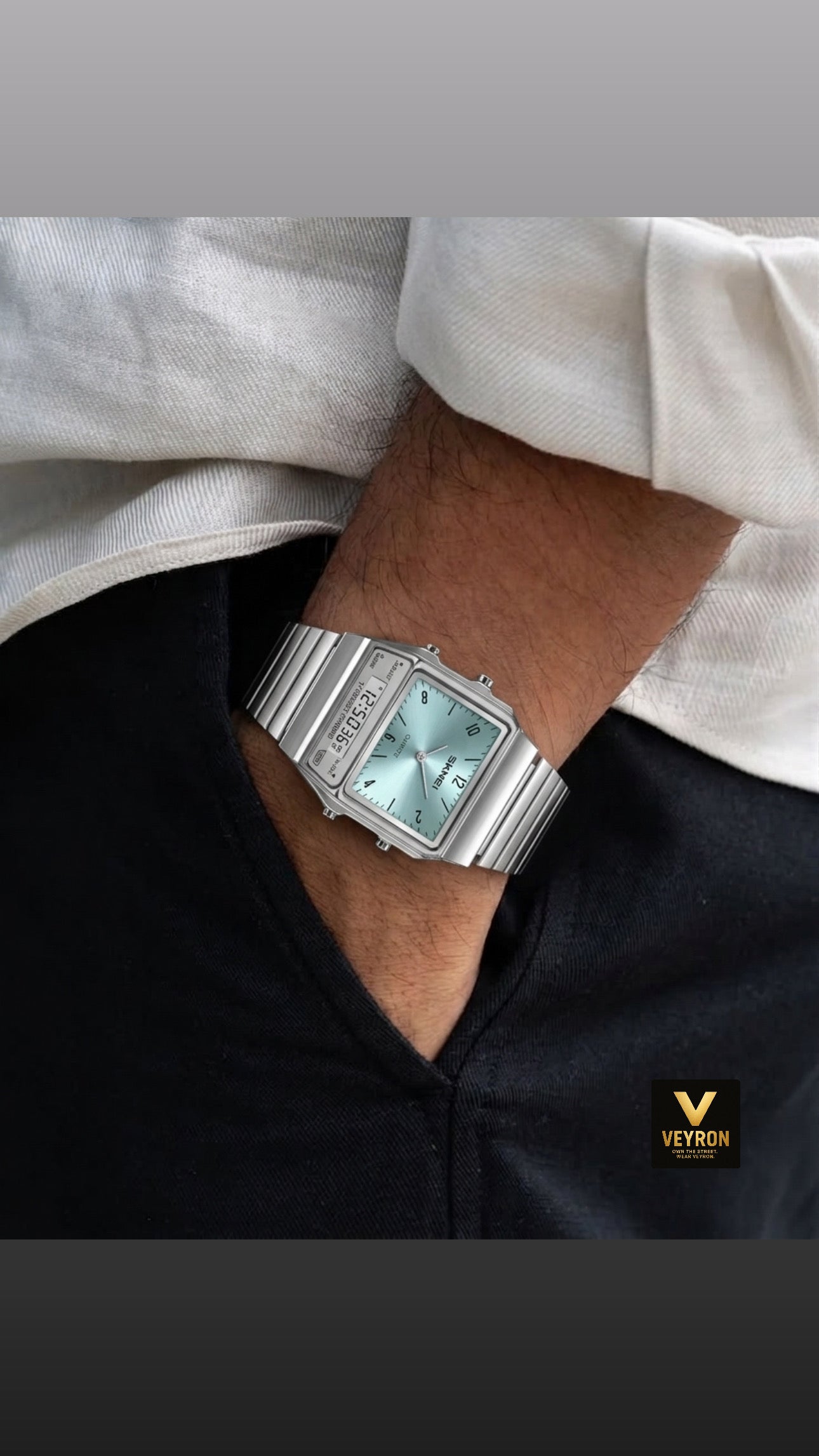 SKMEI 2632 Men’s Quartz Watch | Stylish & Water Resistant- Silver Sky Blue